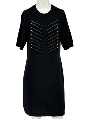 Louis Vuitton Black Cashmere Sweater Dress with Hardware Detail – Size L