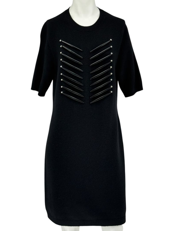 Louis Vuitton Black Cashmere Sweater Dress with Hardware Detail – Size L