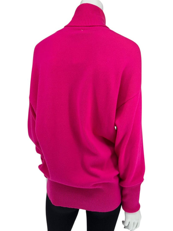 Victoria Beckham Fuchsia Cashmere-Blend Turtleneck Sweater – Size L