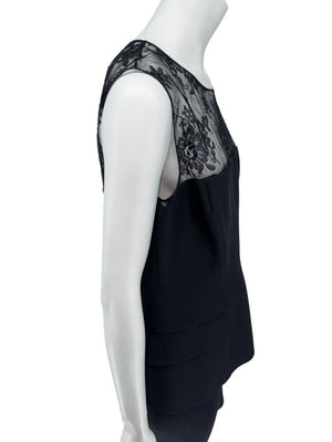 Christian Dior Black Lace-Trim Sleeveless Top – Size FR 44 (US 12)