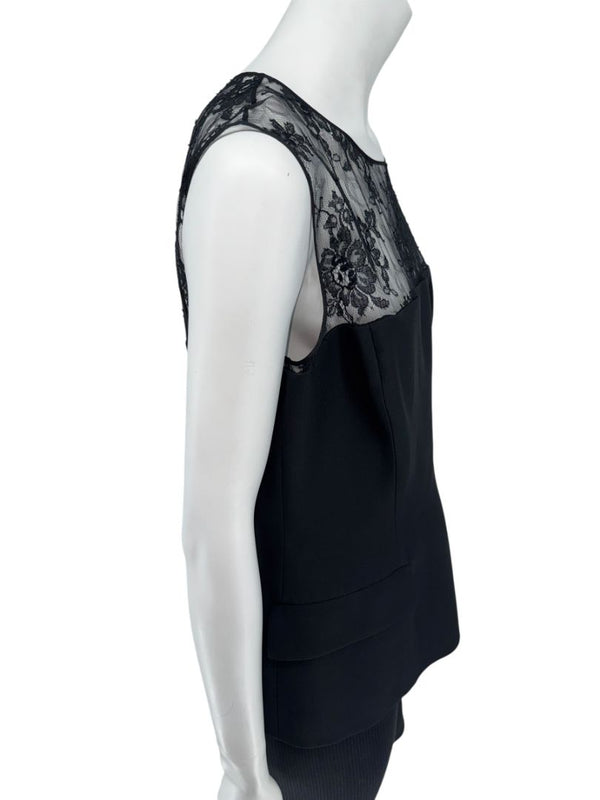 Christian Dior Black Lace-Trim Sleeveless Top – Size FR 44 (US 12)