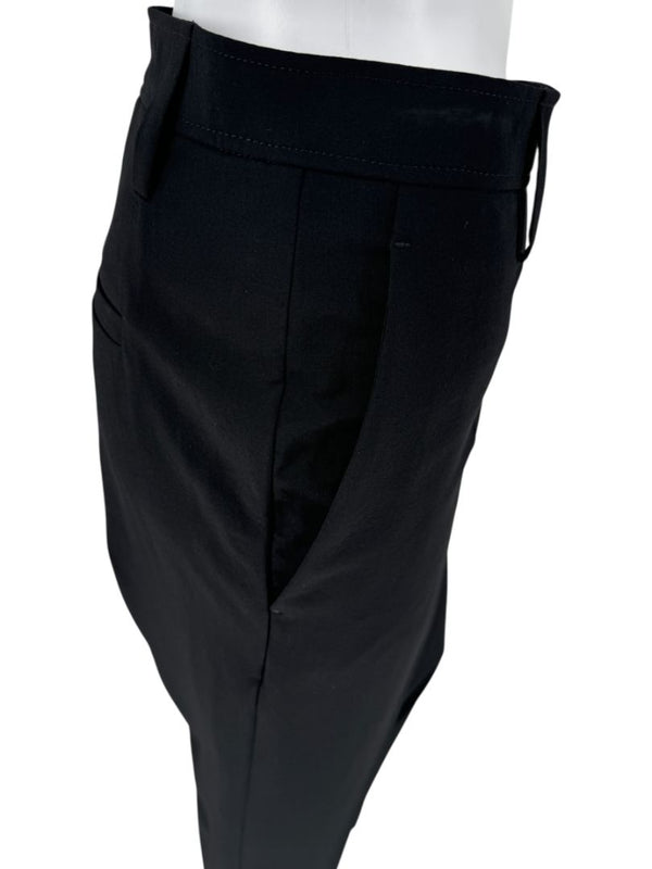 Brunello Cucinelli Black Tapered Wool Trousers with Monili Belt Loop - Size 10