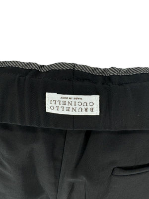 Brunello Cucinelli Black Tapered Pull-On Trousers with Side Pockets – Size US 8