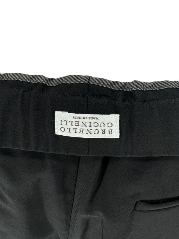 Brunello Cucinelli Black Tapered Pull-On Trousers with Side Pockets – Size US 8