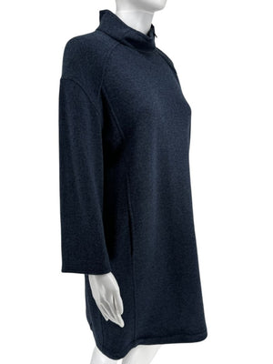 Loro Piana Blue Cashmere Funnel Neck Tunic with LP Zip – Size M