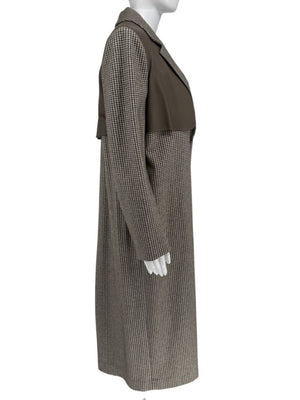 Agnona Houndstooth Belted Wool-Cashmere Trench Coat – Size IT 40