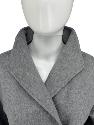 Max Mara ‘Manuela’ Belted Wrap Coat in Light Grey – Size US 10 / IT 44