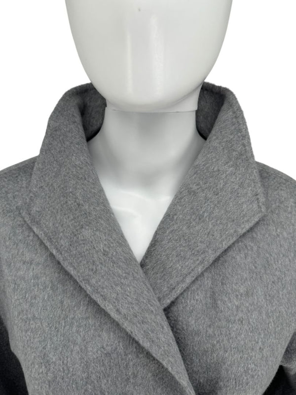 Max Mara ‘Manuela’ Belted Wrap Coat in Light Grey – Size US 10 / IT 44