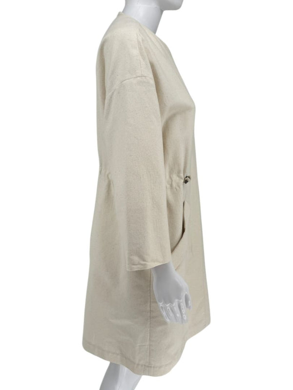 Brunello Cucinelli Cream Cotton-Blend Cocoon Coat – Size IT 44 (US 8)