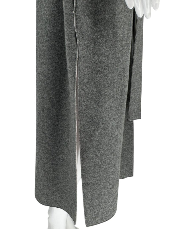 Agona Gray Double-Faced Cashmere Wrap Coat with Leather Belt – Size IT 42 (US 6)