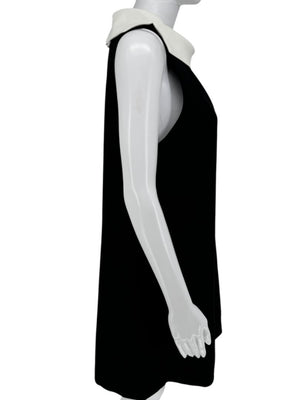 Alice + Olivia Black Shift Dress with Contrast Collar - Size 10