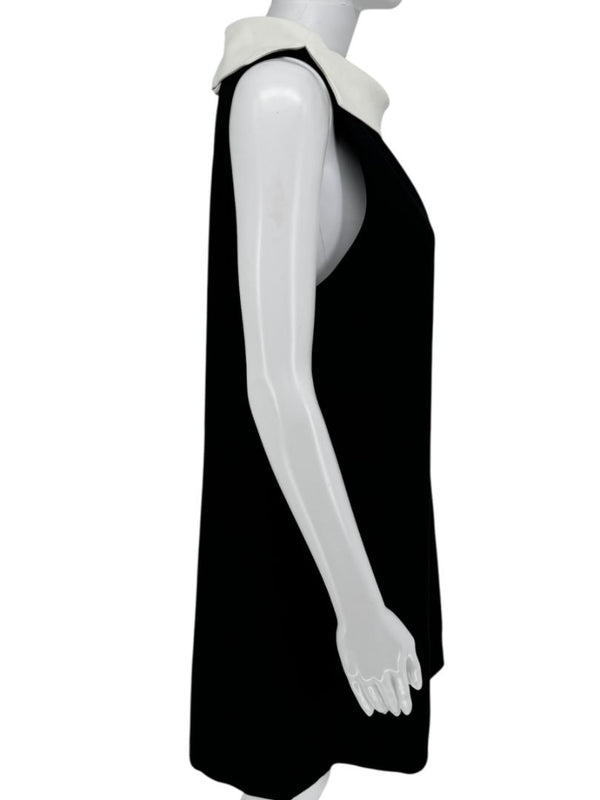 Alice + Olivia Black Shift Dress with Contrast Collar - Size 10