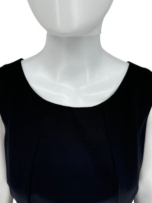 Akris Navy Sleeveless Handkerchief-Hem Midi Dress – US 12 / FR 44 / IT 48