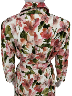 Pamella Roland Pink & Green Floral Belted Jacket – Large