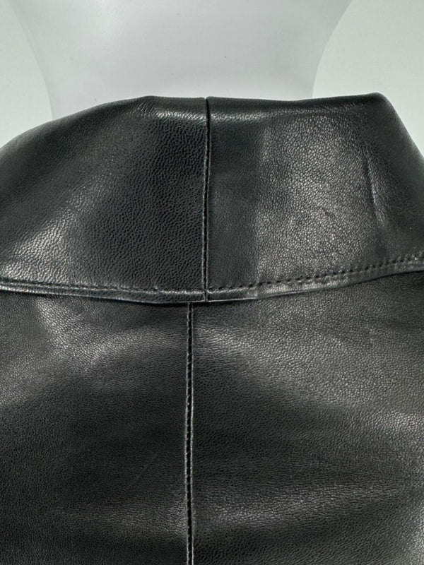 Pamella Roland Black Leather Moto Jacket - Large