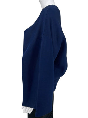 Givenchy Navy Draped Sleeve Silk-Blend Sweater – Size L