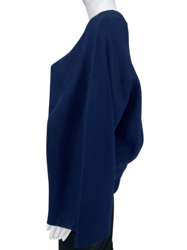 Givenchy Navy Draped Sleeve Silk-Blend Sweater – Size L