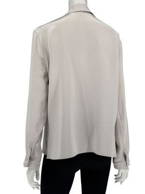 Peter Cohen Gray Silk Convertible Collar Blouse – Size L