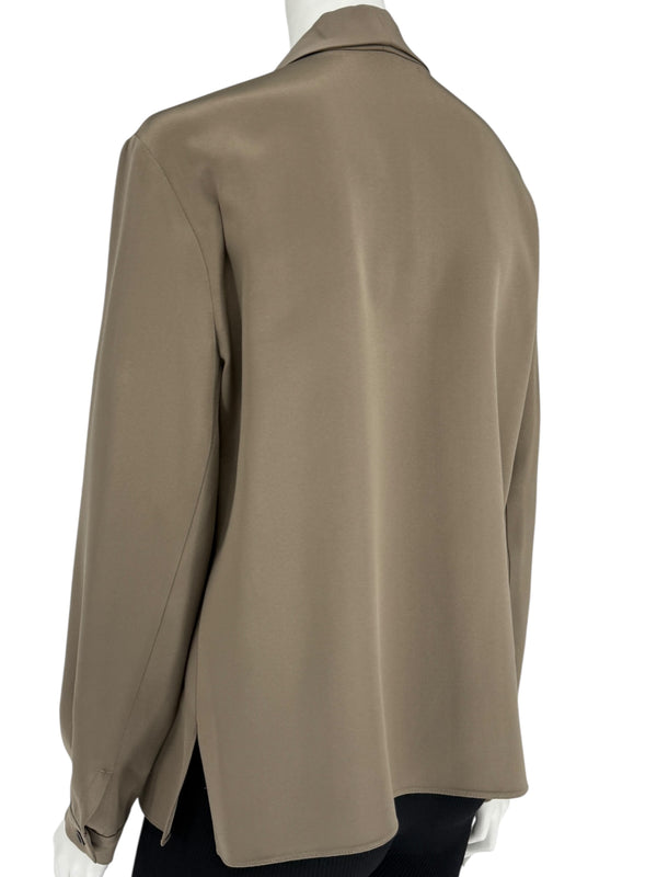 Peter Cohen Taupe Silk Convertible Collar Blouse – Size L