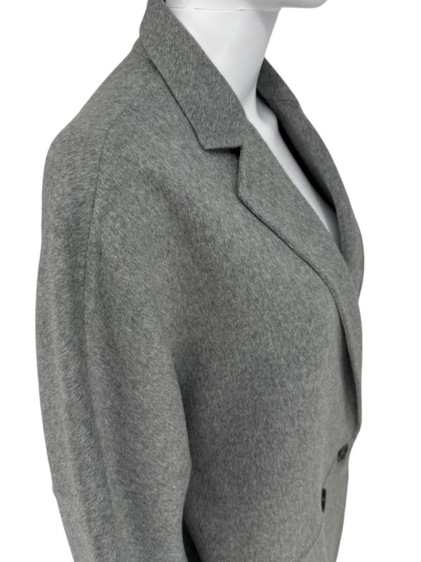 Akris Light Grey Double-Breasted Cashmere Coat - Size US 6