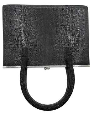 Crawford Black Shagreen/Stingray Top Handle Bag w/ 925 Silver Hardware
