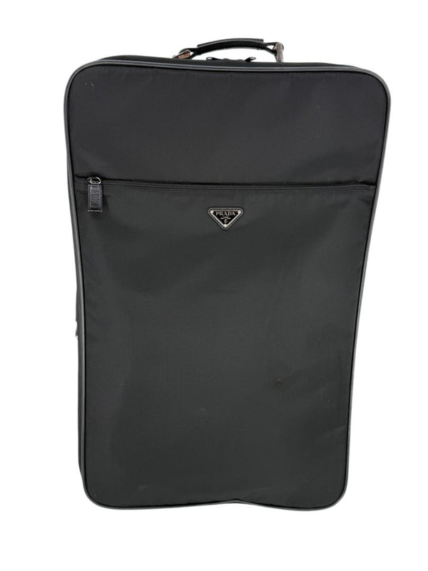 Prada Black Nylon Rolling Suitcase with Saffiano Leather Trim – 26.5" x 17.5" x 9.5"