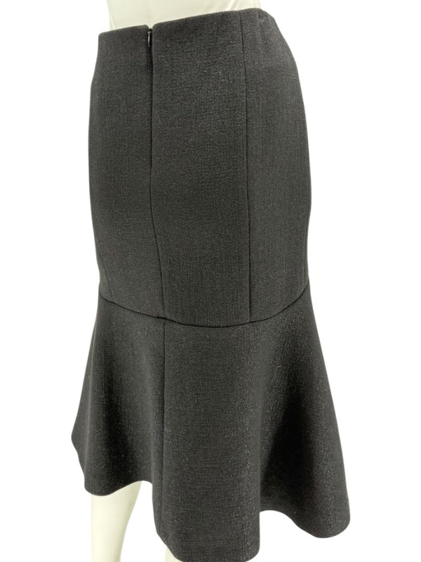 Pamella Roland Black Textured Flounce-Hem Skirt – Large