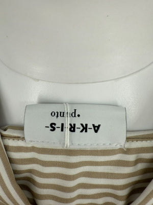 Akris Punto Beige & White Stripe Button Detail Blouse – Size US 10