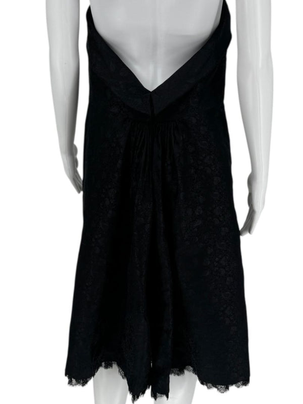Pamella Roland Black Jacquard Strapless Dress – Large