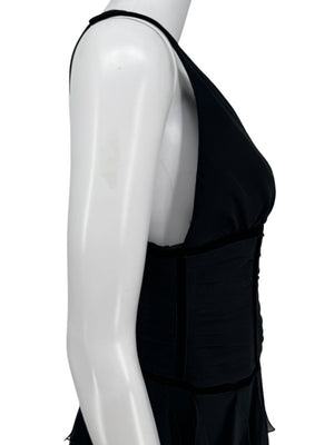 Pamella Roland Black Tiered Chiffon Gown – Size 8