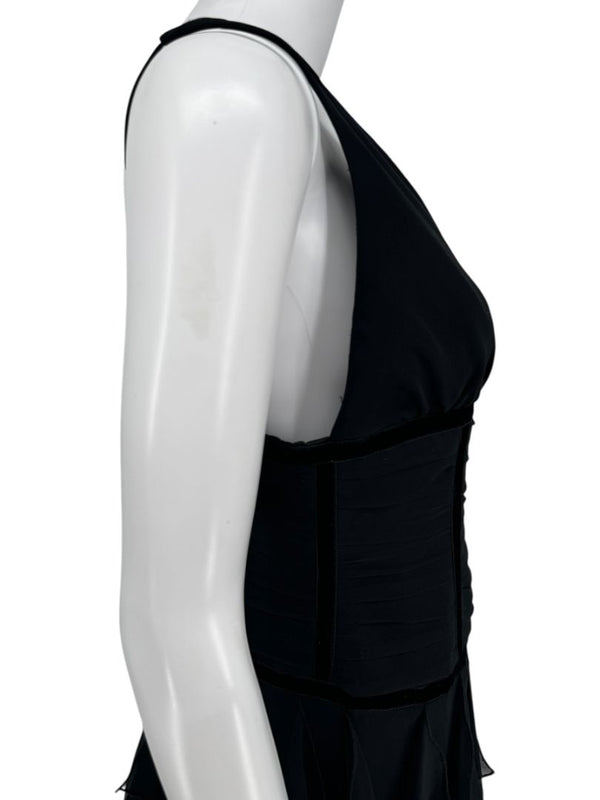 Pamella Roland Black Tiered Chiffon Gown – Size 8