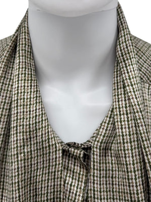 Kiton Olive & Taupe Silk Houndstooth Blouse and Pant Set – Size 46 (Fits M/L)