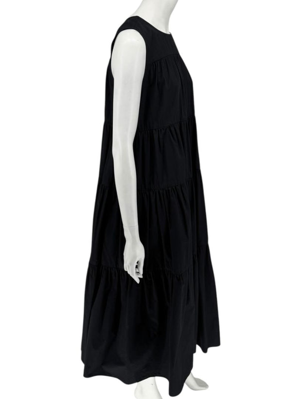 CO Essentials Black Tiered Sleeveless Midi Dress – Size M