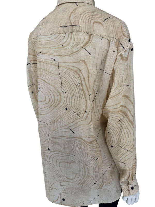 Lemaire Beige Woodgrain Print Button-Up Shirt – Size XS