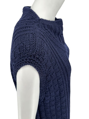 HANIA by Anya Cole Navy Hand-Knit Cable Vest – O/S