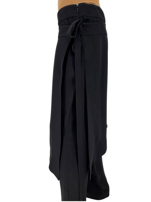 Oscar de la Renta Black Asymmetric Overlay Pants – Size 10- NWT