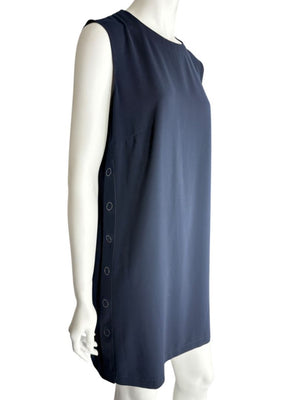 Akris Punto Navy Sleeveless Shift Dress with Side Grommet Detail – Size 10