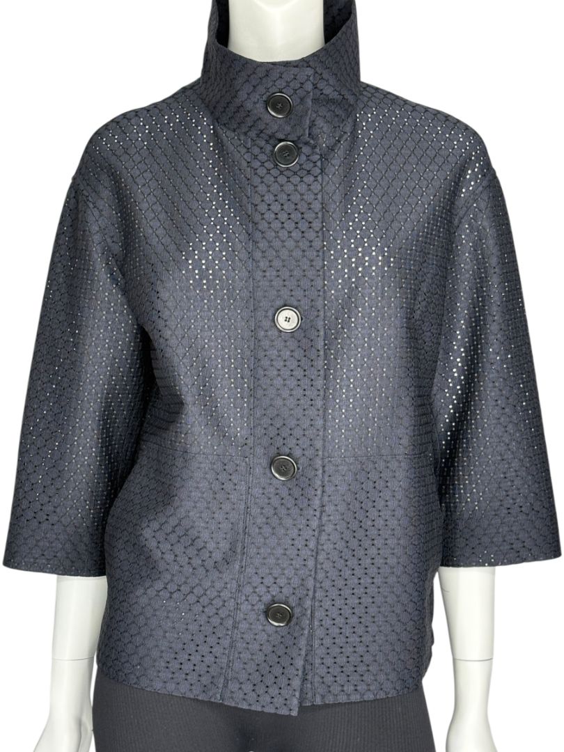 Akris Punto Navy Laser-Cut Jacket – Size US 6