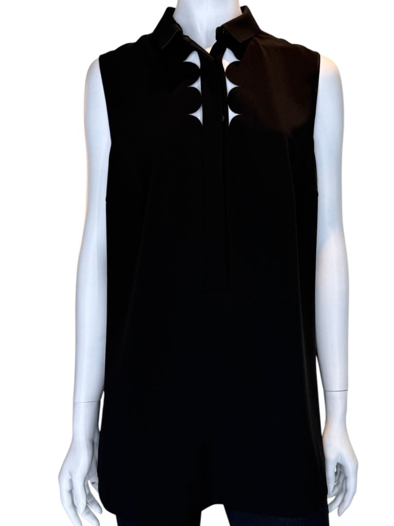 Akris Punto Black Sleeveless Scalloped Detail Tunic Top – Size 10