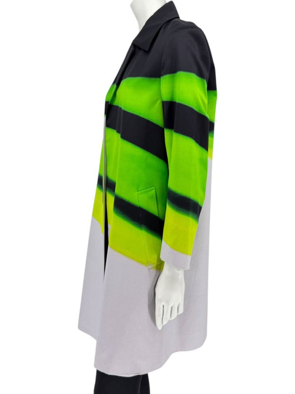 Dries Van Noten Black/Green Coat with Notched Lapels - FR 34