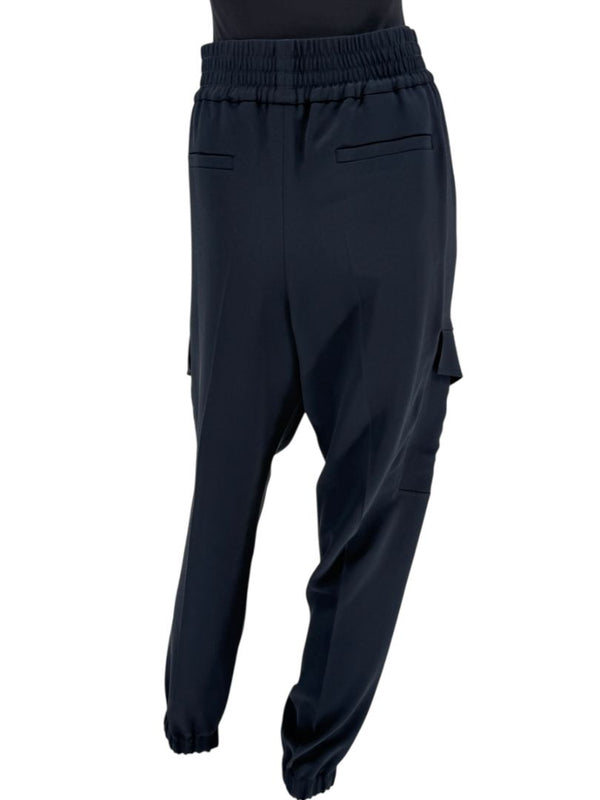 Brunello Cucinelli Navy Silk-Blend Cargo Jogger Pants – Size IT 44 (US 8)