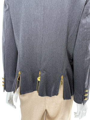 Escada Margaretha Ley Charcoal Wool Blazer – Size 42 (Fits Like a Large)