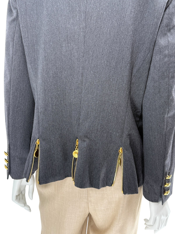 Escada Margaretha Ley Charcoal Wool Blazer – Size 42 (Fits Like a Large)