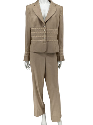 Escada Beige Wool-Silk Blend Two-Piece Suit – Size 42 (Blazer & Pants)