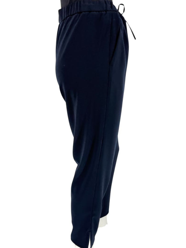Akris Punto Navy Elastic Waist Trousers with Ankle Slit – Size US 8