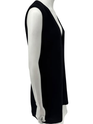 Lida Baday Black Wool Deep-V Mini Dress – Size 12