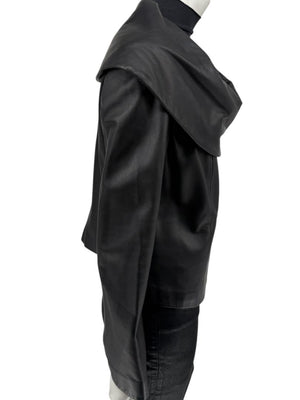 Armani Collezioni Black Leather Sculpted Jacket – Size 12