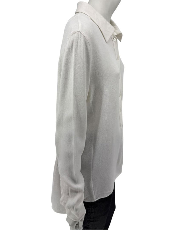 Akris Bergdorf Goodman White Textured Button-Front Blouse – Size 12