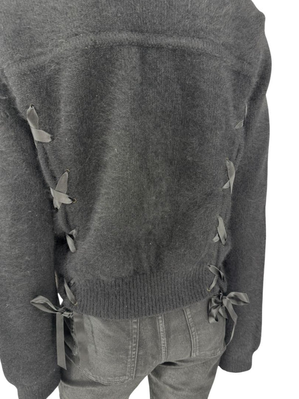 Christian Dior Black Angora-Wool Wrap Sweater – Size 44 (FR) / 12 (US)