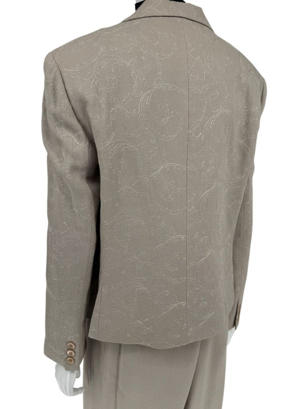 Oscar by Oscar de la Renta Taupe Embroidered Pantsuit – Size 14